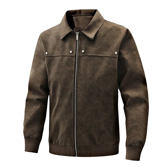 Klassische Bikerjacke Herren Winddicht Rippbündchen