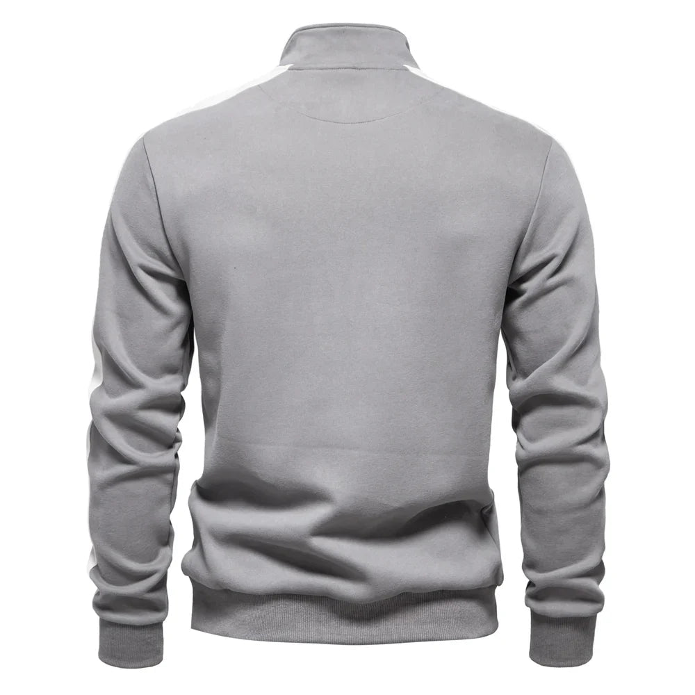 Sweatshirt Herren Halbzip Baumwollmix Seitenstreifen