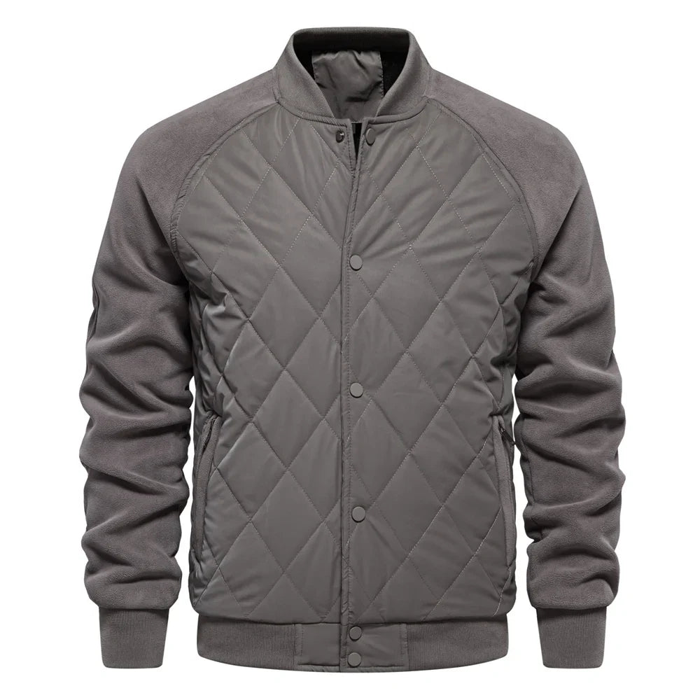 Fleece Bomberjacke Herren Wollmix Knopfleiste Warm