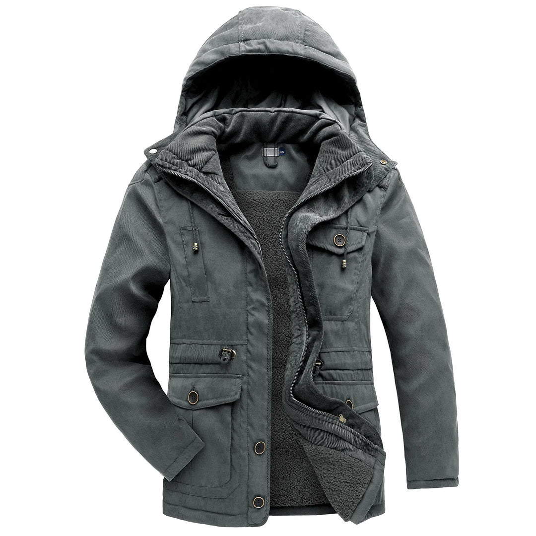 Fleece Parka Herren Kapuze Verstellbar Mehrere Taschen