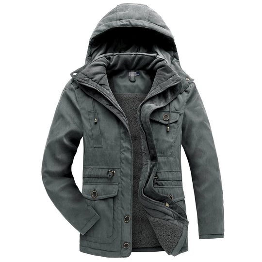 Fleece Parka Herren Kapuze Verstellbar Mehrere Taschen
