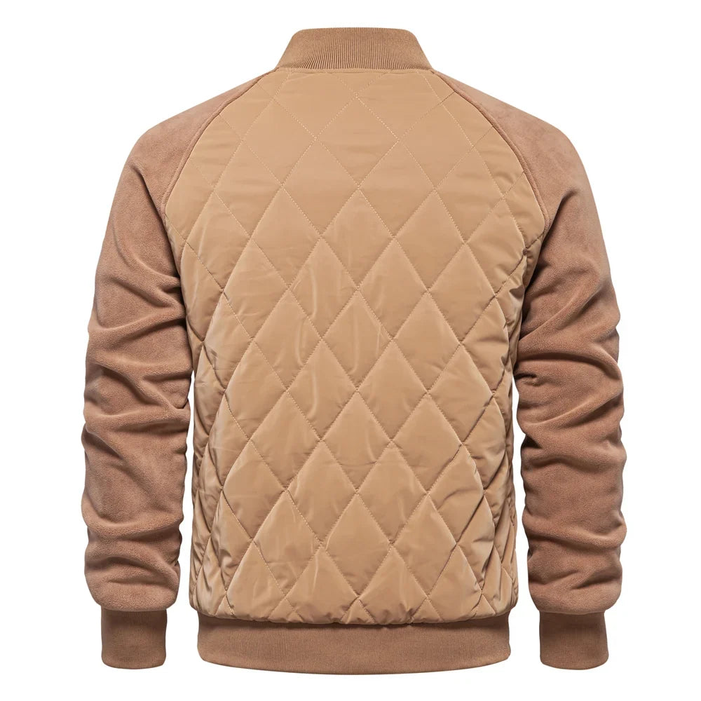 Fleece Bomberjacke Herren Wollmix Knopfleiste Warm