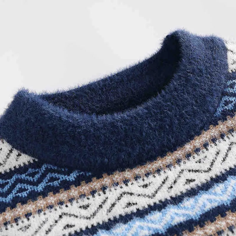 Norweger Pullover Herren Wollmix Dicht Gestrickt Warm