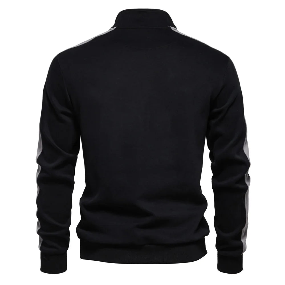 Sweatshirt Herren Halbzip Baumwollmix Seitenstreifen