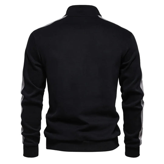 Sweatshirt Herren Halbzip Baumwollmix Seitenstreifen