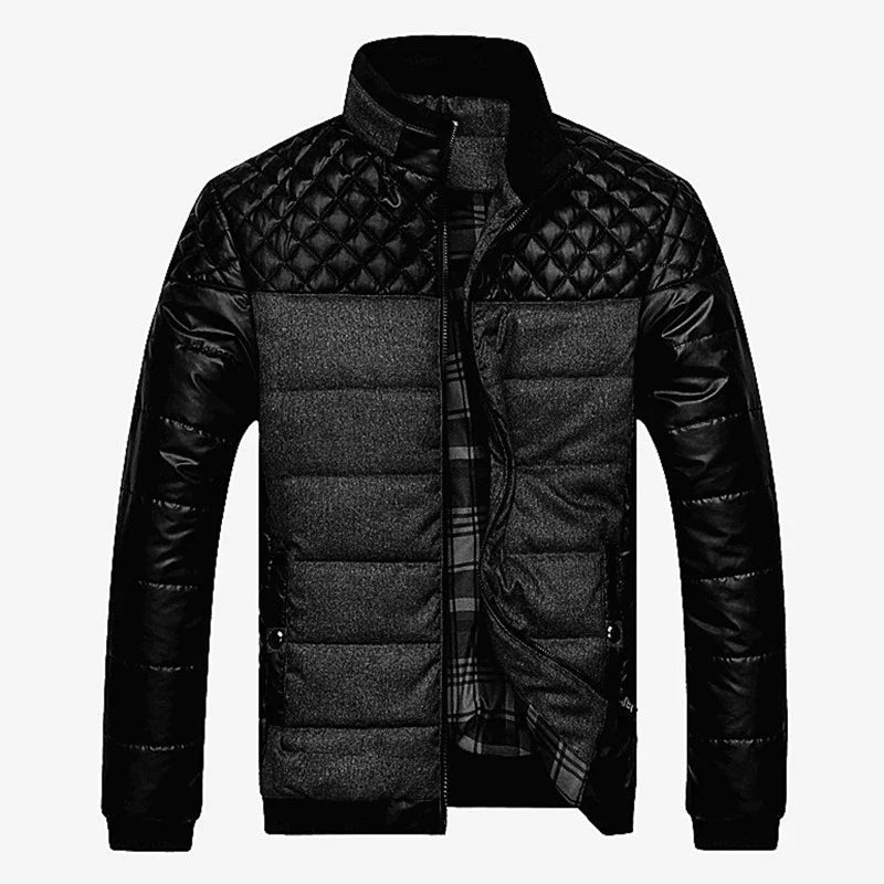 Wattierte Steppjacke Herren Zweifarbig Kariertes Futter