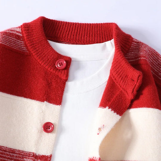 Gestreifter Strick Cardigan Herren Knopfleiste Weich