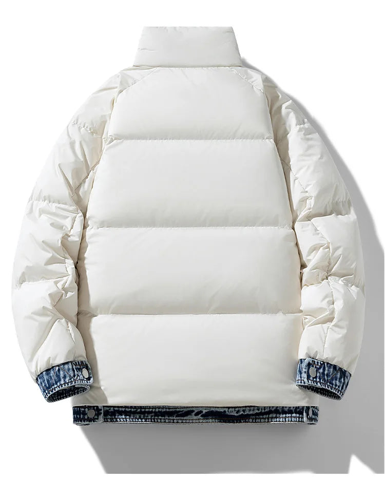 Denim Daunenjacke Herren Wasserabweisend Leicht Warm