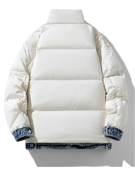 Denim Daunenjacke Herren Wasserabweisend Leicht Warm