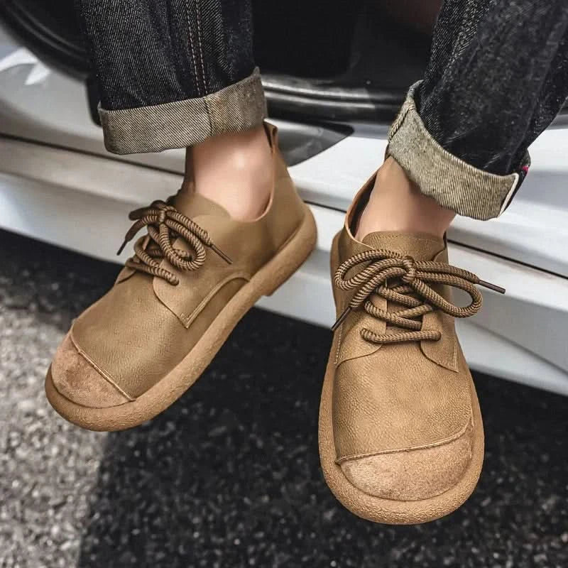 Leder Sneaker Herren Wildleder Front Handgenäht Seil
