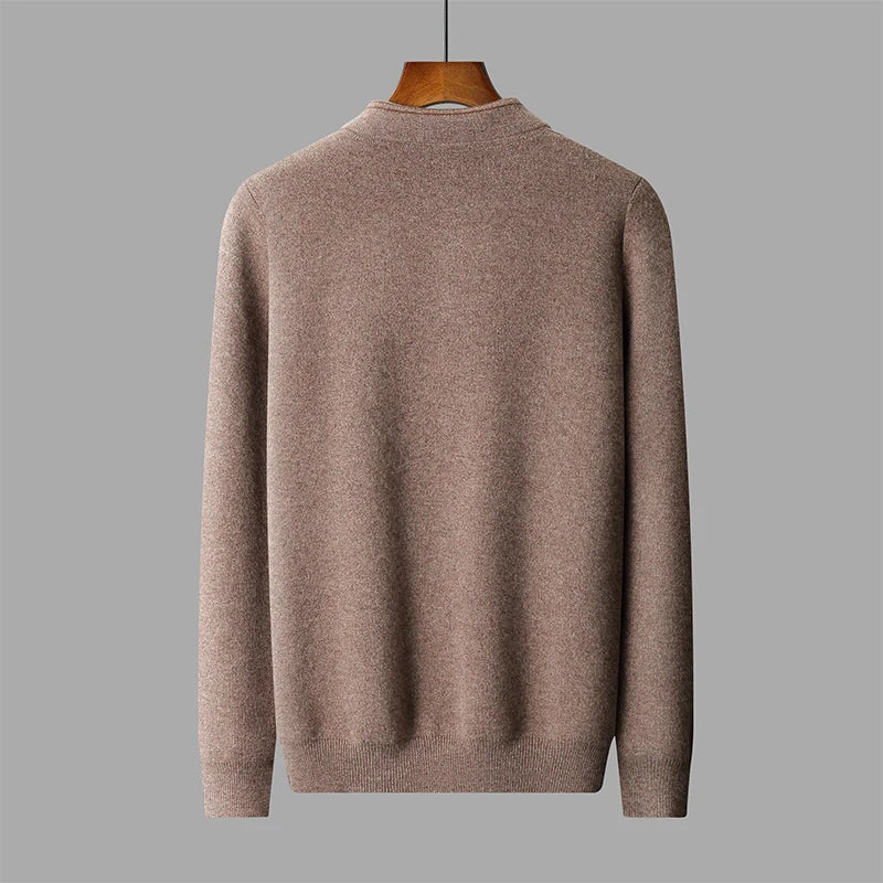 Woll Pullover Herren Gestreifter Kragen Knopfleiste