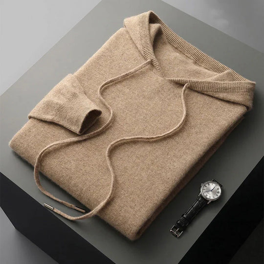 Merino Hoodie Herren Kapuzenpullover Strick Premium