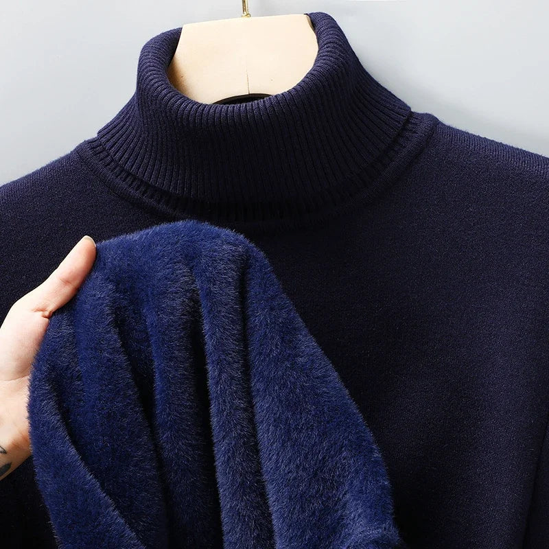 Klassischer Rollkragen Pullover Herren Strick Warm