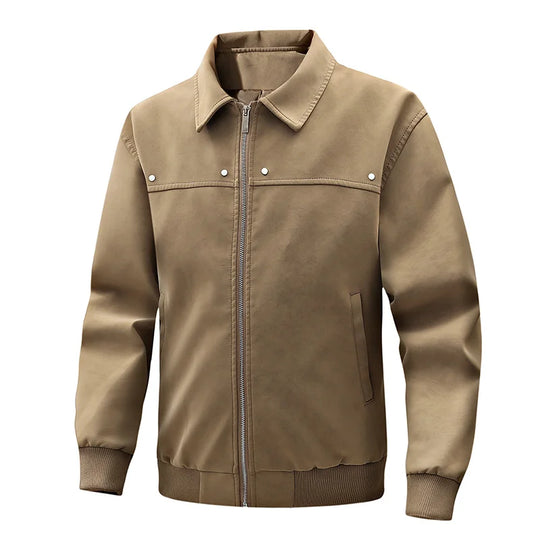 Klassische Bikerjacke Herren Winddicht Rippbündchen