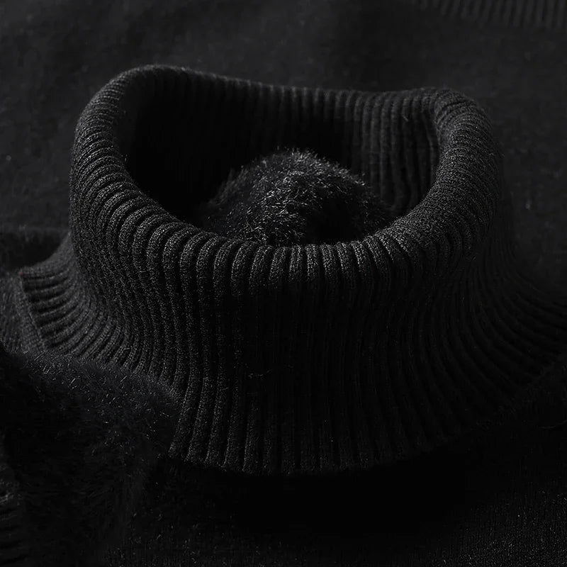 Klassischer Rollkragen Pullover Herren Strick Warm