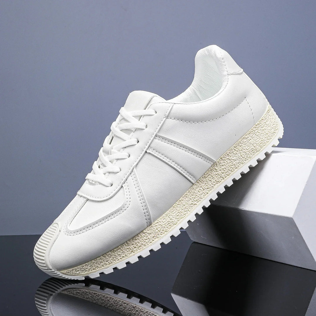 Retro Leder Sneaker Herren Flach Griffige Gummisohle