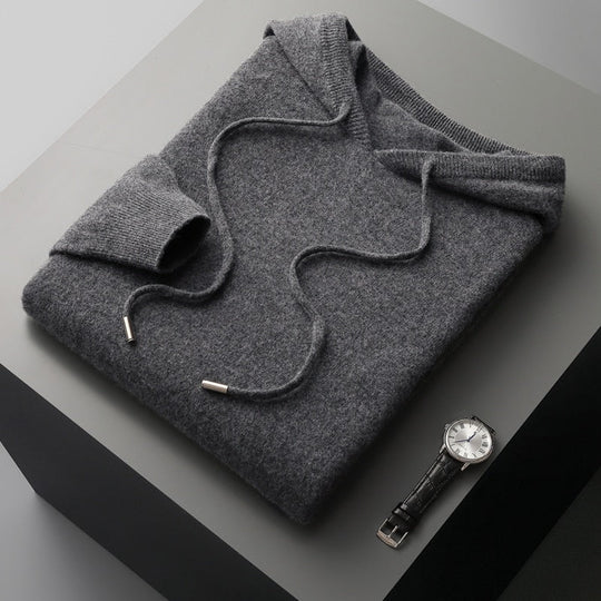 Merino Hoodie Herren Kapuzenpullover Strick Premium
