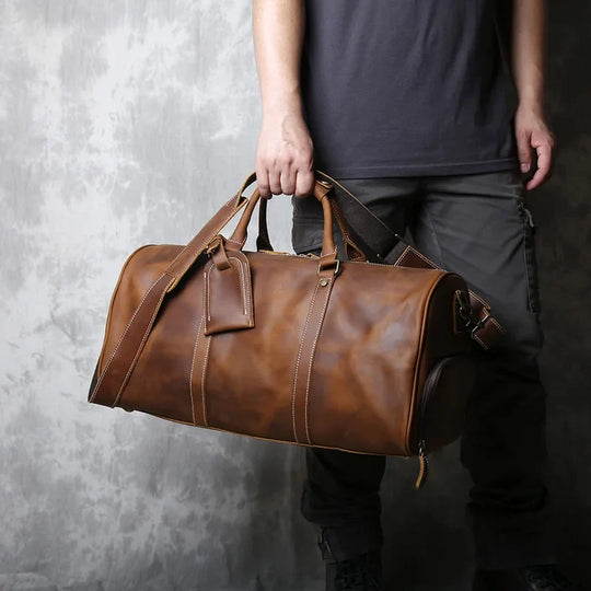 Rindsleder Reisetasche Herren Weekender Handgepäck Gurt