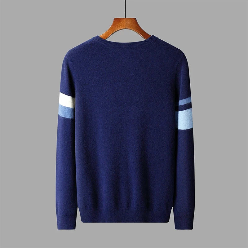 Woll Pullover Herren Geometrisches Muster Rundhals