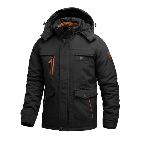 Fleece Parka Herren Abnehmbare Kapuze Vier Taschen