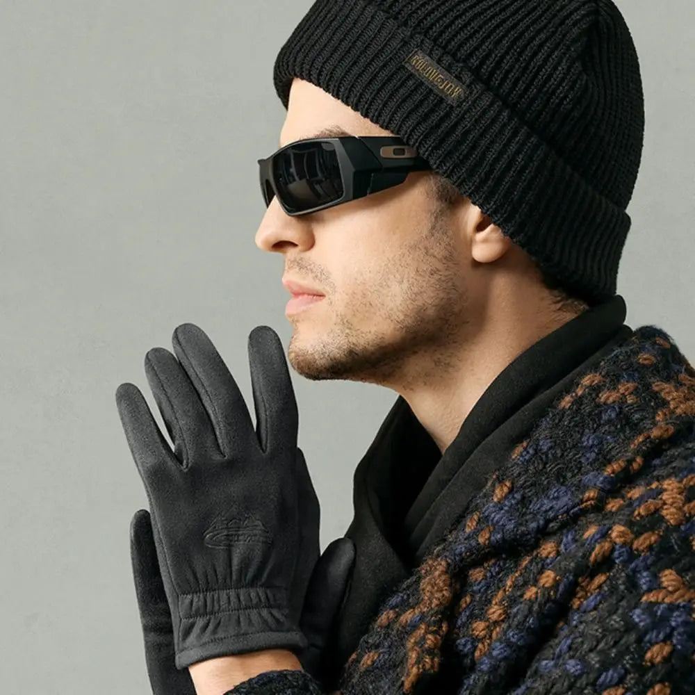 Wildleder Handschuhe Herren Touchscreen Elastischer Bund