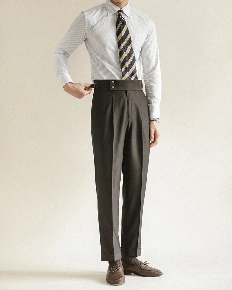 Elegante Bundfalten Anzughose Herren Tailliert Business