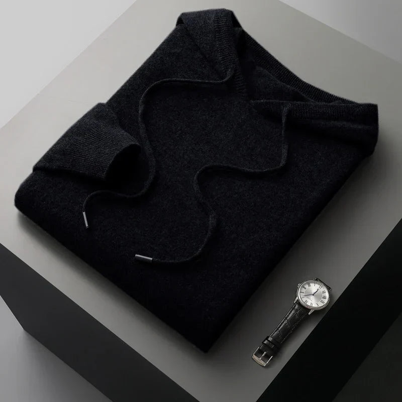 Merino Hoodie Herren Kapuzenpullover Strick Premium