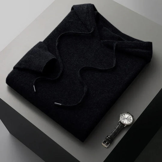 Merino Hoodie Herren Kapuzenpullover Strick Premium