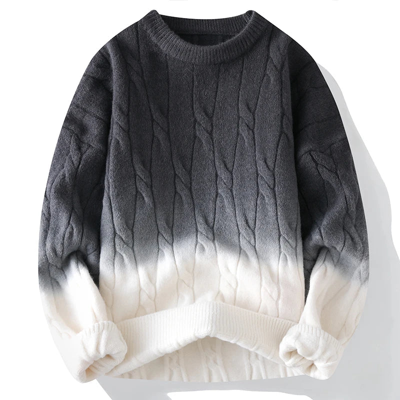Farbverlauf Pullover Herren Wolle Rundhals Ganzjährig