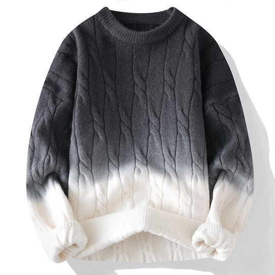 Farbverlauf Pullover Herren Wolle Rundhals Ganzjährig