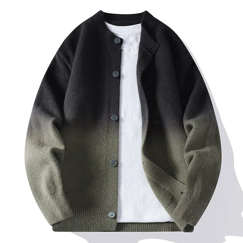 Farbverlauf Cardigan Herren Gebürsteter Strick Weich