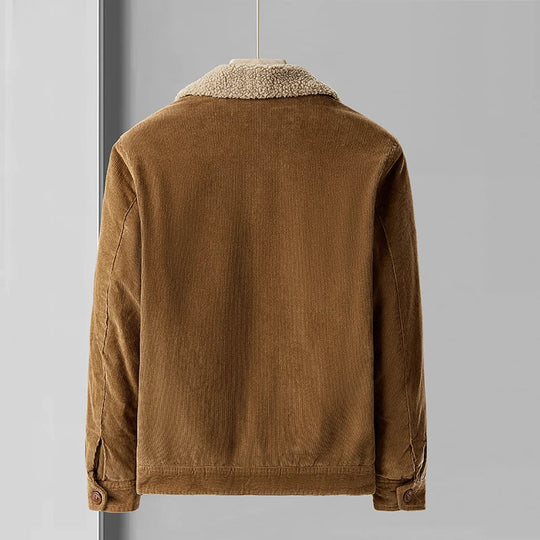 Cord Jacke Herren Sherpa Gefüttert Brusttasche Knöpfe