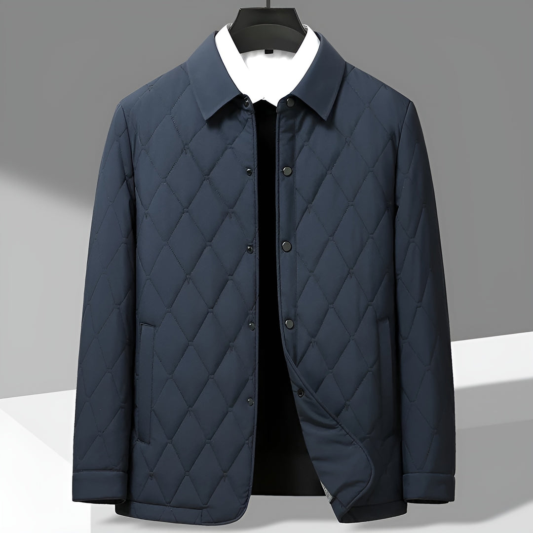 Gesteppter Mantel Herren Rautenmuster Schlank Warm