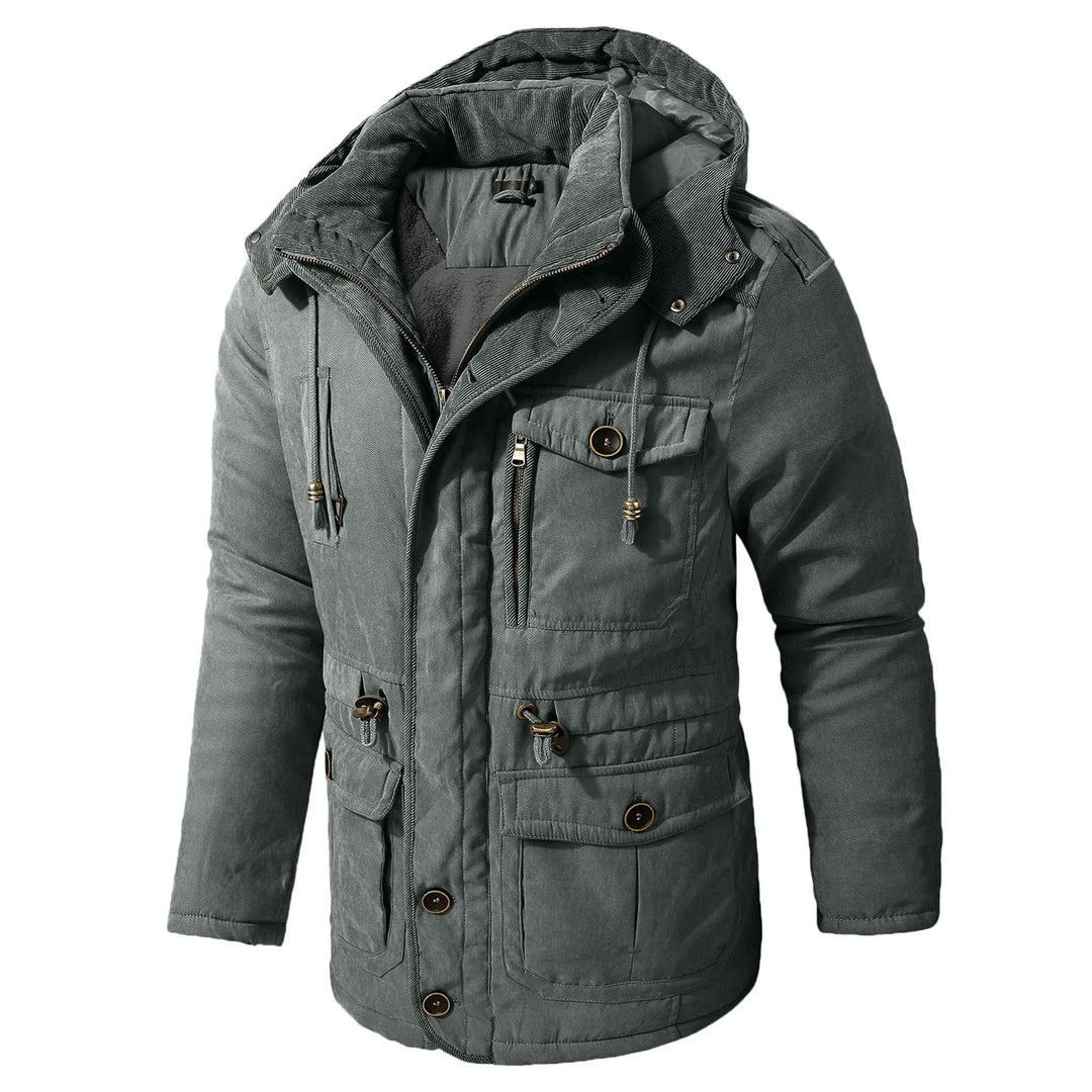 Fleece Parka Herren Kapuze Verstellbar Mehrere Taschen