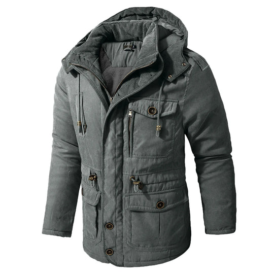 Fleece Parka Herren Kapuze Verstellbar Mehrere Taschen