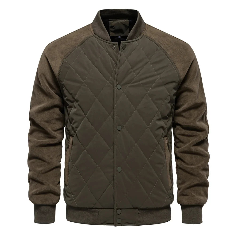 Fleece Bomberjacke Herren Wollmix Knopfleiste Warm