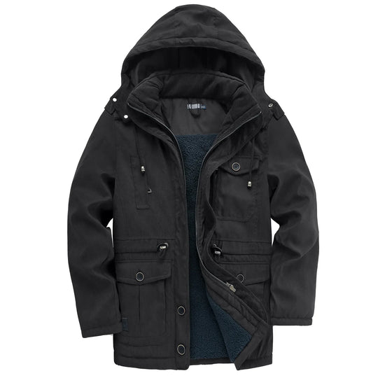 Fleece Parka Herren Kapuze Verstellbar Mehrere Taschen