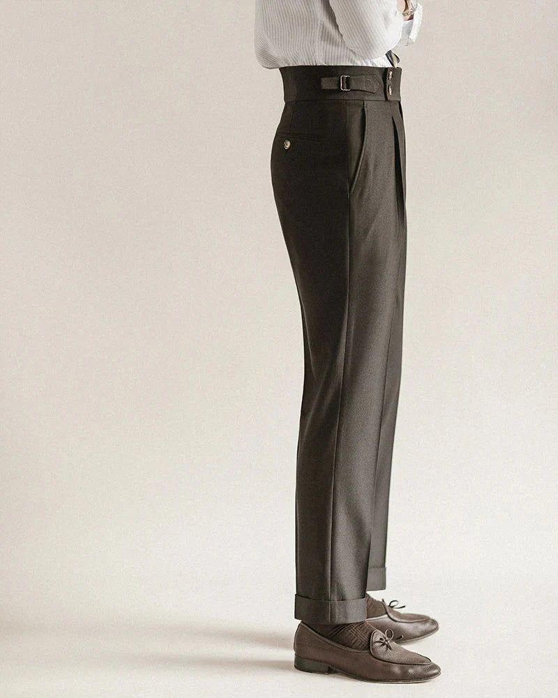 Elegante Bundfalten Anzughose Herren Tailliert Business