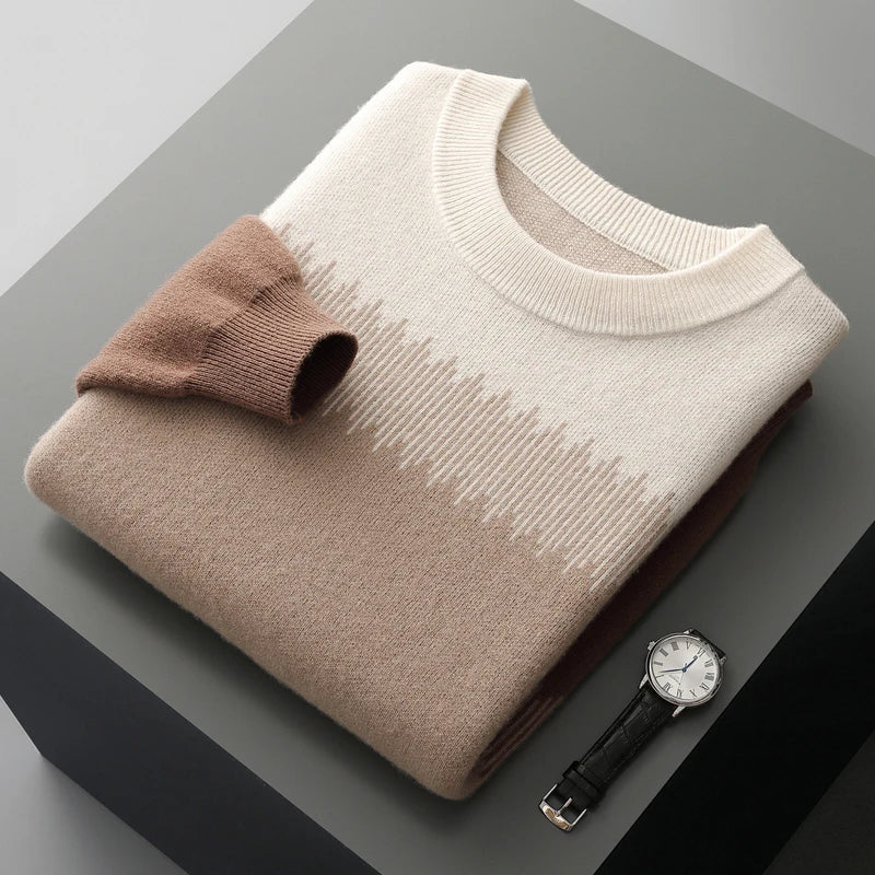 Merinowolle Pullover Herren Farbverlauf Feine Fasern