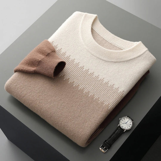 Merinowolle Pullover Herren Farbverlauf Feine Fasern