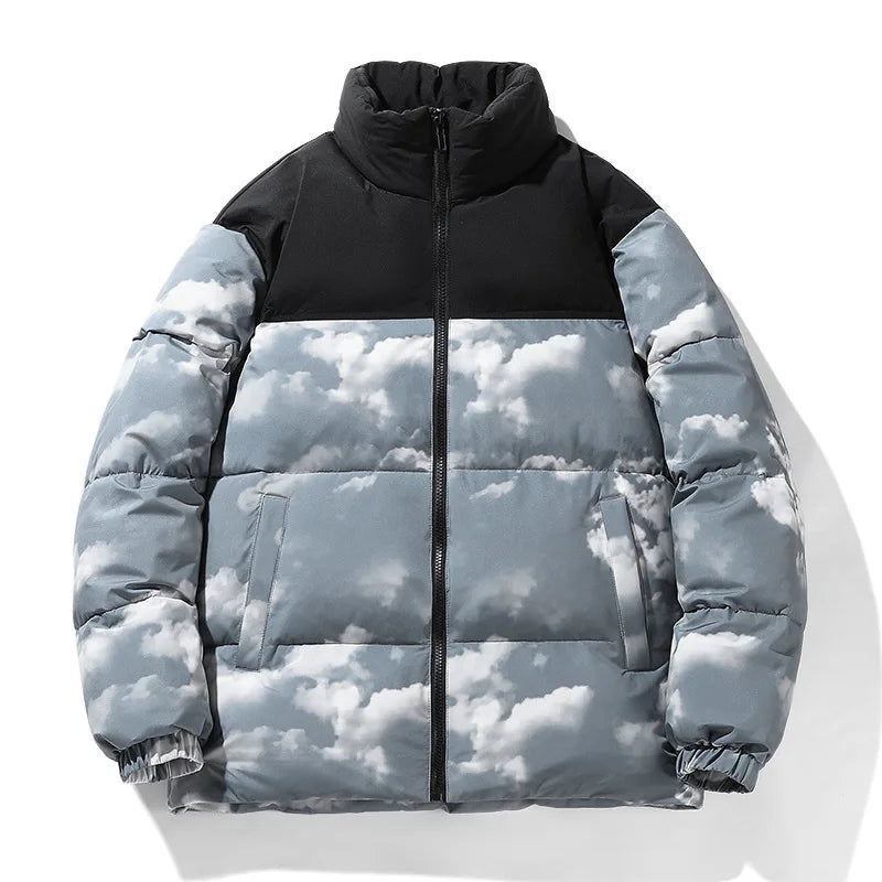 Zweifarbige Steppjacke Herren Wolkenmuster Elastisch