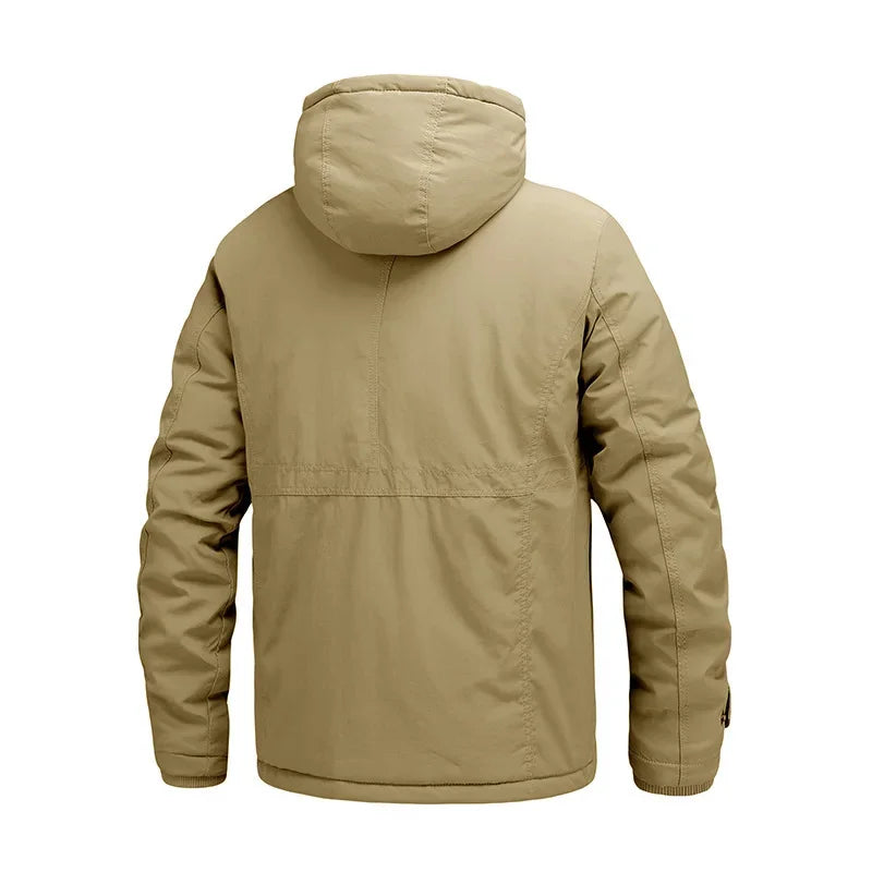 Fleece Parka Herren Abnehmbare Kapuze Vier Taschen