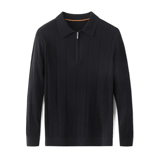 Woll Pullover Herren Halbzip Klassischer Kragen Weich