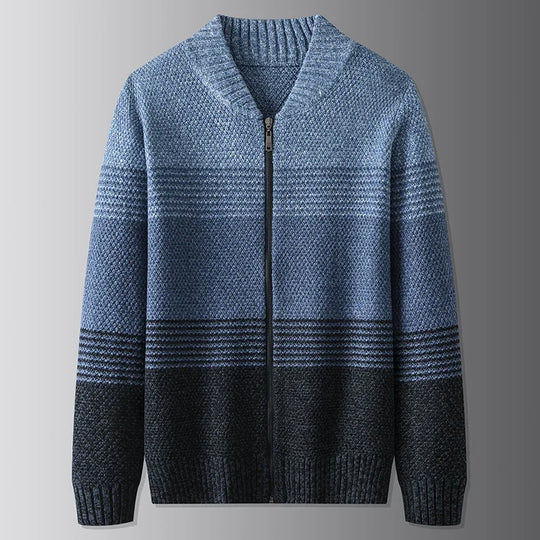 Woll Pullover Herren Durchgehender Zip Farbverlauf