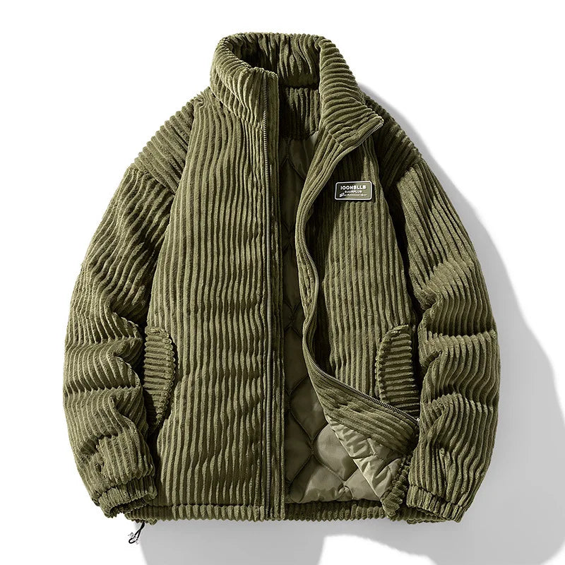 Cord Jacke Herren Gesteppt Gefüttert Hoher Kragen