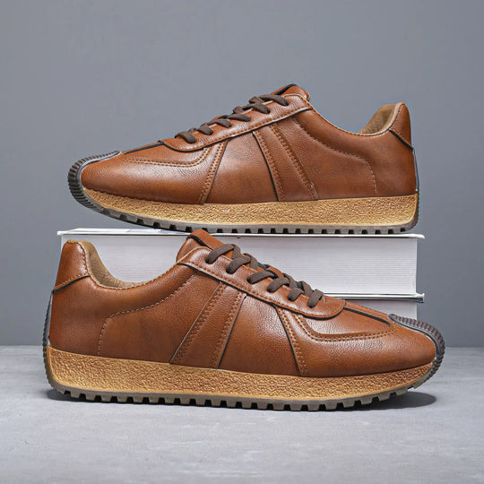 Retro Leder Sneaker Herren Flach Griffige Gummisohle