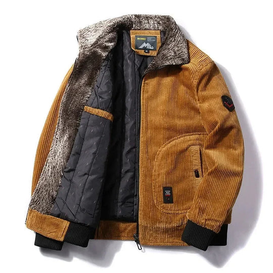 Cord Winterjacke Herren Fleecefutter Taschen Warm