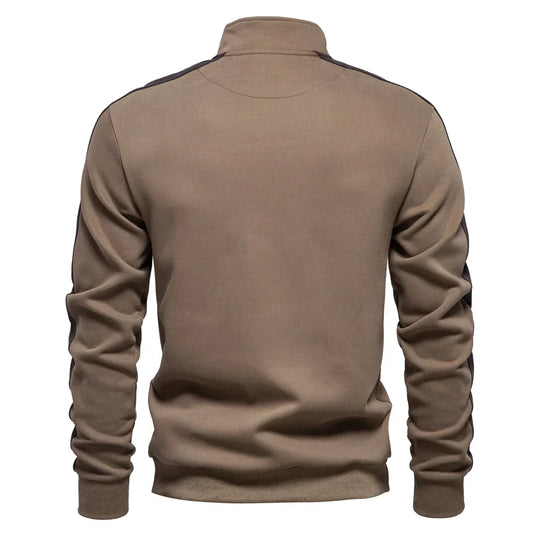 Sweatshirt Herren Halbzip Baumwollmix Seitenstreifen