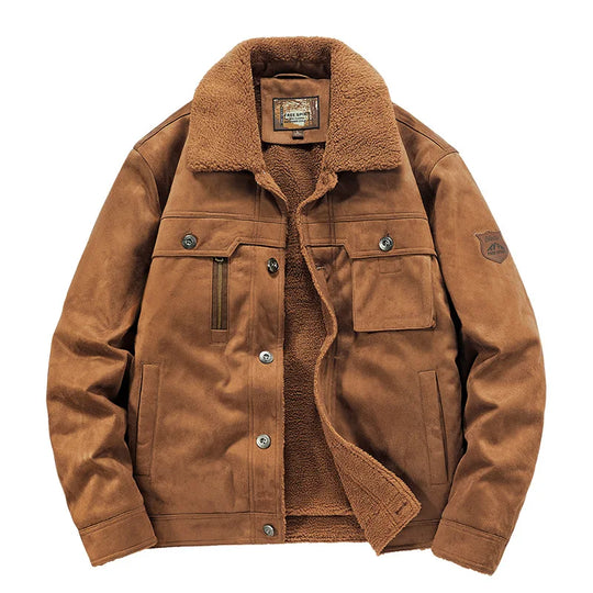 Wildleder Jacke Herren Fellkragen Sherpa Gefüttert