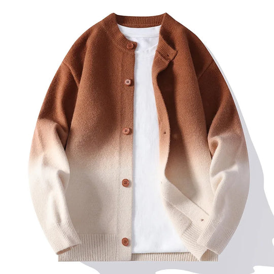 Farbverlauf Cardigan Herren Gebürsteter Strick Weich